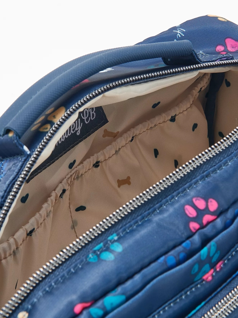 Lug Navy Quilted Crossbody with Multicolor Paw Prints - Picture 2 of 6